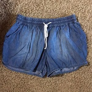 Denim Drawstring Shorts